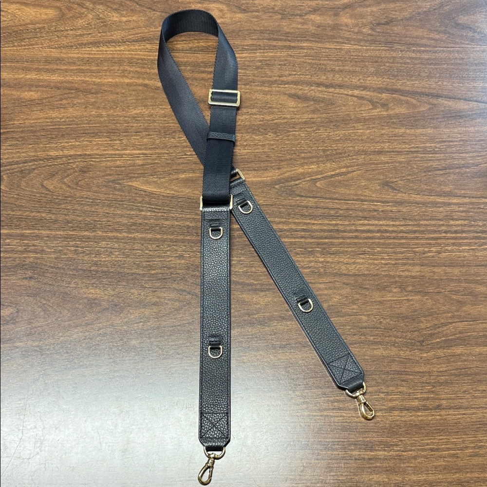 Bandolier Rowan Crossbody Strap in Black Pebble Leather & Nylon